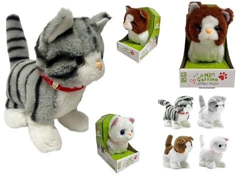 Gato de peluche gatito que maúlla y camina Miaula Mueve la Cola Gato Juguete Interactivo Caminante Mueve la Cola Gatito Juguete Niños Caminante Cachorro Electrónico