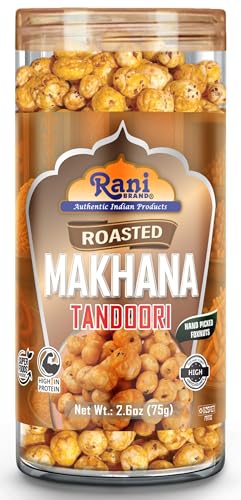 Image of Rani 4 in 1 Combo Set of Roasted Makhana Salt & Pepper, Peri Peri, Tandoori, (2in1) Pudina & Peri-Peri, 2.6oz (75g), Pack of 4, Ready to eat ~ Vegan | Gluten Friendly | Kosher | Indian Origin