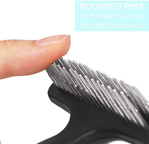 Makerfire Dog Dematting Brush Comb Undercoat Rake for Cats Dogs short or long hair Pet Grooming Tool Double Row of Stainless Steel Pins-Blue