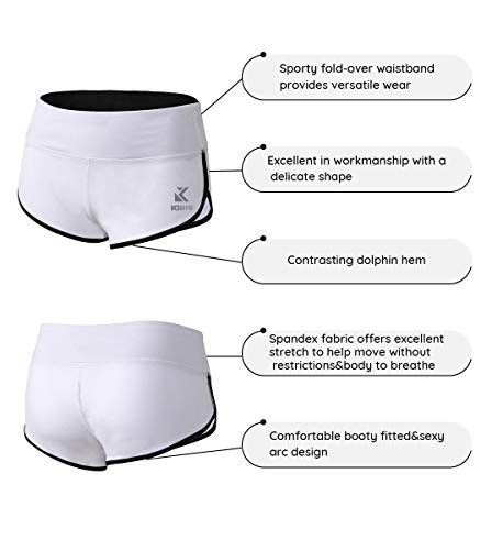 Kipro Women Shorts Classic Casual Fit Comfortable Stretch Everyday Essential Shorts White/Black, Medium #TOP3