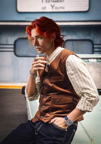 Mens Corduroy Vest Vintage Western Cowboy Waistcoat Slim Fit Casual Business Sleeveless Jackets3