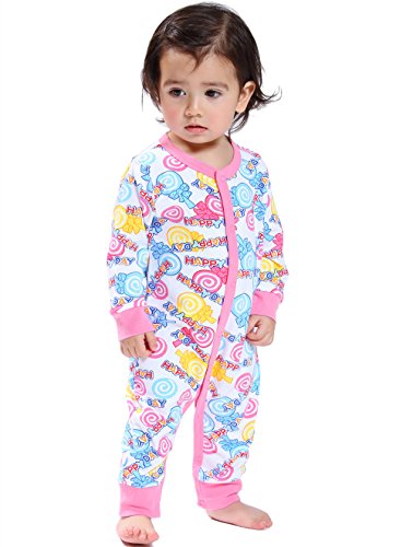 Ding-dong Baby Girls Cotton Long Sleeve Romper (Lollipop,6M)