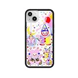 Wildflower Cases - Compatible with Apple iPhone 13/14 | Protective Black Bumper, 4ft Drop Test Certified, Women Owned Small Business | Clown Around - Circus Stars Moon Red Yellow Blue Trendy Cute