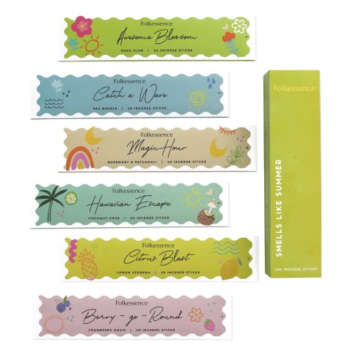 Folkulture Incense Sticks - Set Of 6 Insenses (120 Sticks) For Relaxation - Sea Breeze, Rosemary, Pathcouli Incense Sticks Variety Pack, Boho Gift Set Or Meditation Accessories (Smells Like Summer) #TOP9