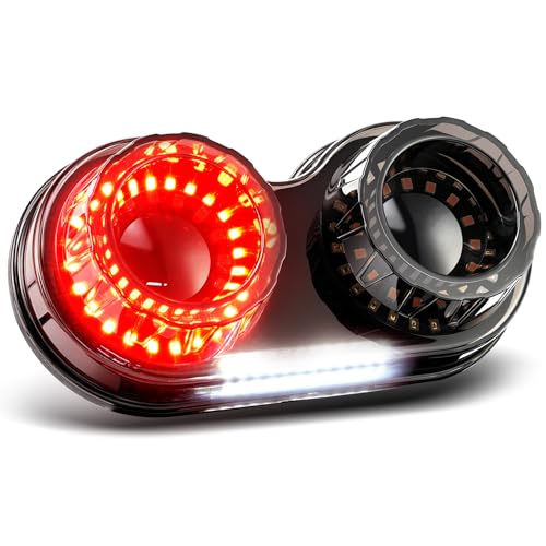 Image of PBYMT Motorcycle Tail Light, 90LEDs Motorcycle Brake Light, IP67 Waterproof Running Light without License Plate Bracket Fit for Street Bike Cruiser Chopper Bobber, Smoke