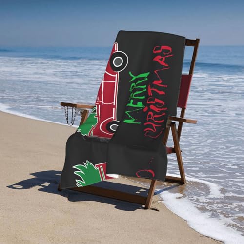 Serviette de plage voiture rouge de Noël en microfibre compacte