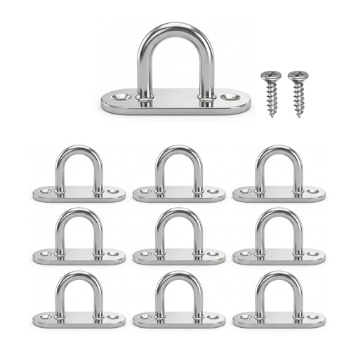 10 Stück Augplatte Edelstahl M5 Augplatte mit Ösenplatte Edelstahl Ösen, Zurröse Deckenöse Decksplatte Augenplatte Mastplatte Wandöse, Schwerlast Ankerplatte Halteösen für Camping Bootszubehör