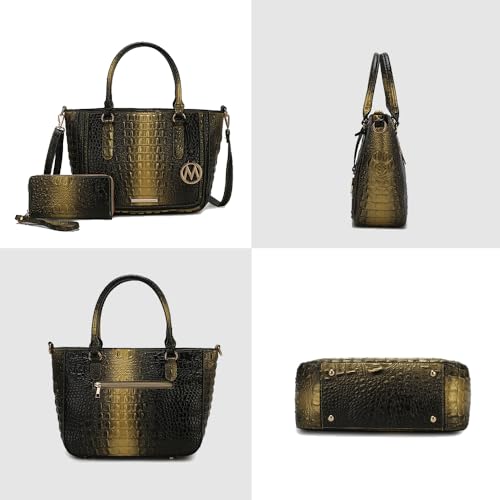 Image of MKF Collection Satchel Bag for Women's Crocodile Embossed Vegan leather Crossbody Tote Handbag Top-Handle Purse by Mia K