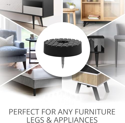 Image of Screw On Rubber Feet for Furniture - 16PCS (Black 24MM) Anti Slip Floor Protector for Chair Leg, Heavy Duty Screw Feet, Furniture Pad for Hardwood Floor, Durable Rubber Bumper