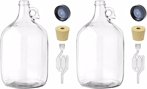 FastRack Jarra de 1 galón con doble cierre de aire de burbujas, tapa de Polyseal, tapón perforado de 6.5 (paquete de 2)