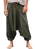 Men's Loose Solid Color Linen Pants Plus Size Casual Simple Bloomers Harem Yoga Pants Grey M
