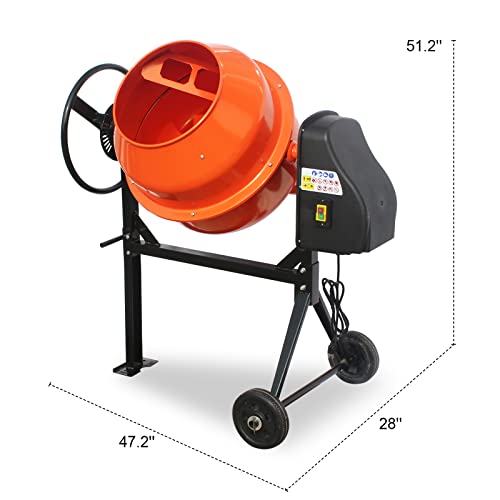 Oarlike Electric Concrete Mixer 4/5 Hp 5 Cu Ft Portable Cement Mixing Machine For Stucco With Wheel And Stand #TOP6