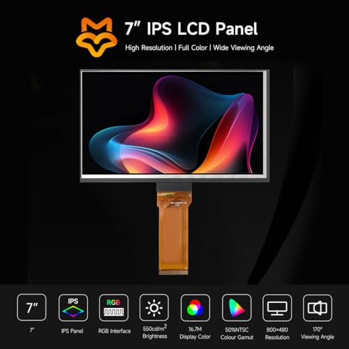 LUCKFOX 7inch IPS LCD Panel(Without PCB), RGB Interface Display Screen, 800x480 High Resolution, Full Color, 170° Wide Viewing Angle, for Miniature TVs, GPS Devices, Game Consoles, Car Displays, etc – Bild 3
