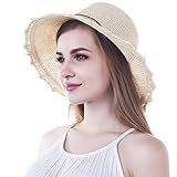 [page_title]-VBIGER Sonnenhut Damen Faltbarer Strohhut Damen Strandhut Damen mit schöner Schleife