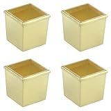 Quluxe 1.41 Inch Table Foot Cover Cap, Zinc Alloy Square Furniture Leg Cover Floor Protector, Modern Style Table Chair Sofa Feet Cover- Gold (Pack of 4)