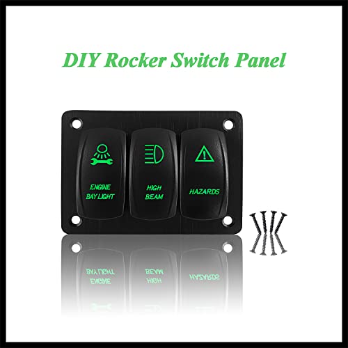 Image of 3 Way Customize Rocker Switch Panel Blue Backlit Marine Grade Switch Panel for Automotive Trailer Yacht Can-Am Commander ATV RZR Dashboard Panel Mount IP66