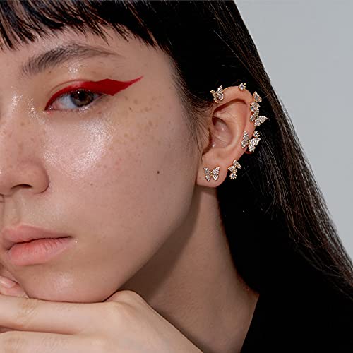 Vercret Gold Earrings Cuff For Women - Cz Earrings For Girls, Ear Cuff Gifts For Friend,Sister, Daily Wearing… (Butterfly Cartilage Ear Cuff)… #TOP1