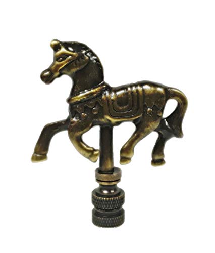 Image of Lamp Finial-Carousel Horse-Aged Brass Finish, Highly Detailed Metal Casting