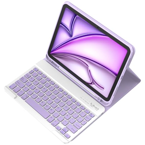 TQQ Funda con Teclado para iPad Air 11 Pulgadas M3 2025/M2 2024, iPad Air (4.ª, 5.ª, 6.ª) Pro 11 (1.ª a 4.ª Generación), Desmontable Bluetooth Teclado con Portalápices, QWERTY Español Ñ