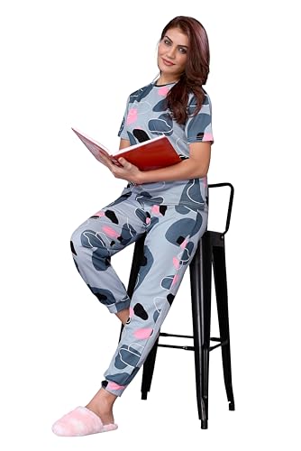 VJ Fashion Women'S Cotton Lycra Printed & Knitted Round Neck Night Wear Set of Top and Pazama - Image 3