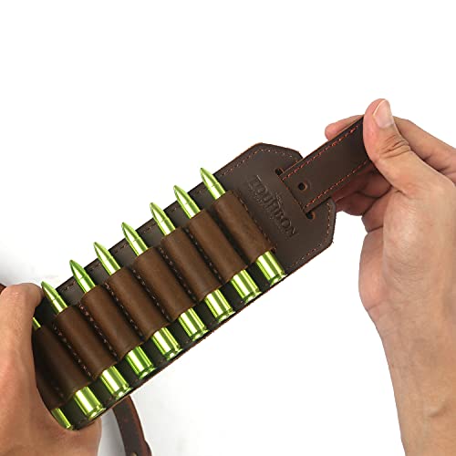 Tourbon Leather Rifle Shell Holder 30-06,270,65X55 Ammo Carrier Gun Sling Pad #TOP4