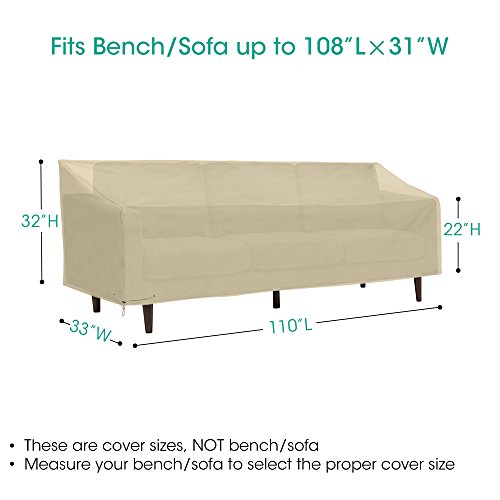 Sunpatio Outdoor Large Bench Cover 110 Inch, Patio Veranda Sofa Cover With Waterproof Sealed Seam, Patio Furniture Cover, All Weather Protection, Beige #TOP1