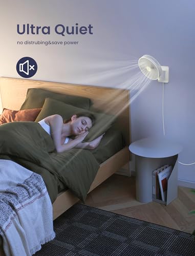 Image of 8.5-Inch Quiet Wall-Mounted Oscillation Fan with Remote & Timer, 4-Speed Adjustable for Small Bathrooms, Indoor Bedroom Cooling for RV, Adjustable Tilt, 5.92 ft Cord, Garage Cooling Fan for Home