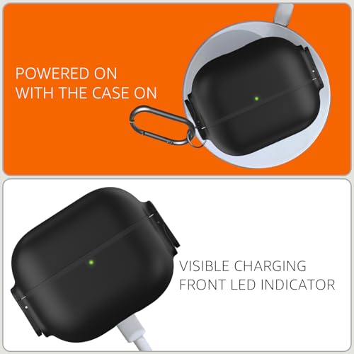 Image of Amazon Basics Stylish Shock-Absorbing Protective Case with Keychain for AirPods Pro Gen 1 & Gen 2 | Visible Front LED | Sophisticate Design (Black)