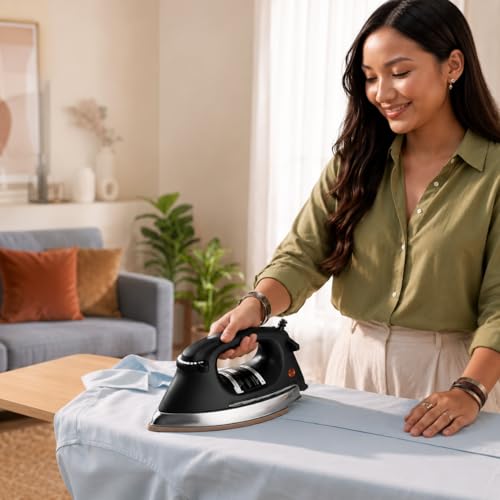 Image of BALTRA Perfect Press Heavy Weight Dry Iron with 2 Year Warranty | 1000W Power | Heavy Body | Adjustable Temperature Control | Cotton Braided Swivel Cord | Overheat Protection ISI Certified