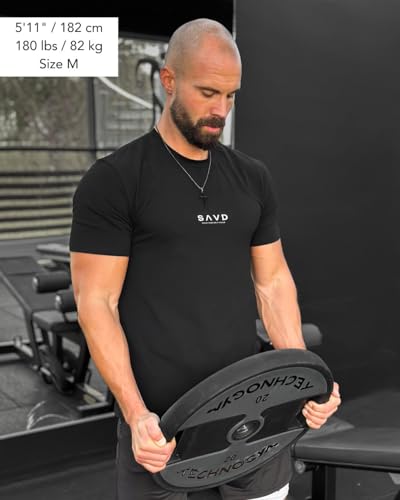 SAVD Christian Performance T-Shirt - Men's Slim Fit Gym Shirt, Faith-Based Activewear with Cross, Premium Cotton Stretch Tee3