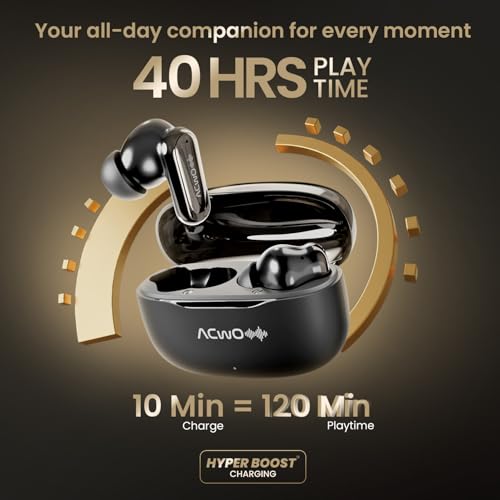 Image of DwOTS 717 PRO | ANC up to 32dB, 40HRS Playback, Fast Charging, Dual Pairing, Quad-mic ENC, Instant auto Connect, IPX5, Bluetooth v5.4, True Wireless Earbuds with mic (Dark Charcoal)