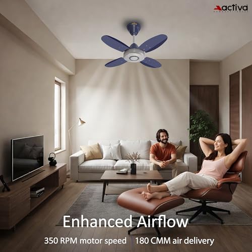 ACTIVA Store ACTIVA Ornet 600mm Ceiling Fan, 850 RPM, Silver Blue - Image 3