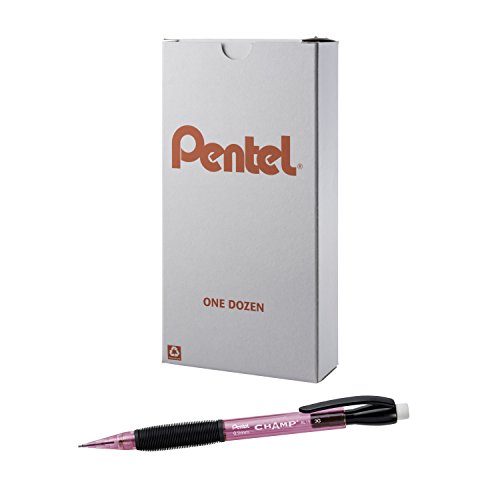 Pentel Champ Mechanical Pencil, (0.9mm), Tinted Pink Barrel, Box of 12 (AL19P)