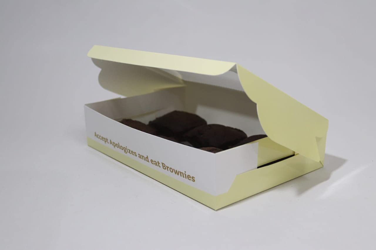 Box World Paper Brownie Box for 6 Pcs Brownies (6x9x2 Inch), (Pack of 12)
