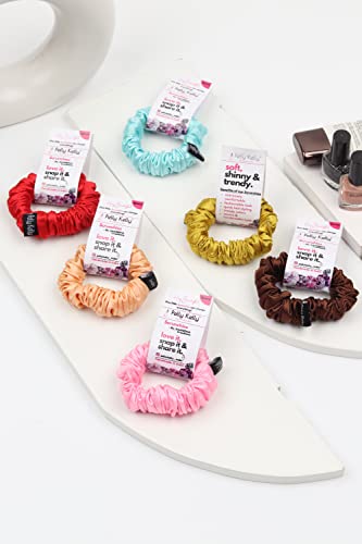 Image of Premium Satin Scrunchies for Women | Hair Bands, Ponytail Holders & Rubber Bands | Skinny, Fluffy, No-Damage Hair Ties | Girls Hair Accessories | Small Size | Pack of 6