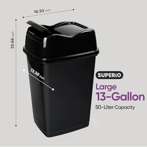 Caneca de basura rectangular negra 50 L con tapa giratoria miniatura 2
