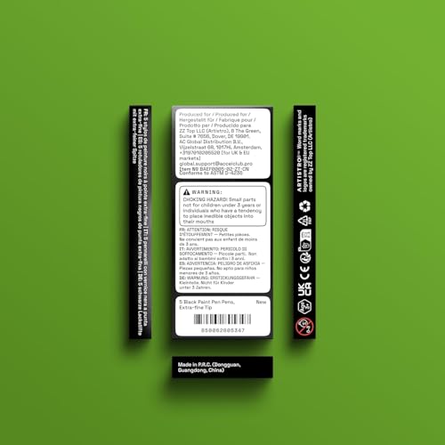 Artistro Zeichenstifte, Stifte für Steine, Felsmalerei, Keramik, Glas, Holz, Metall, Leinwand, DIY, Acrylfarbe set Permanent Marker auf Wasserbasis mit, Extra Feine Spitze 5 Schwarz