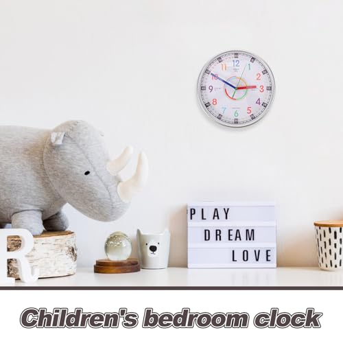 Horloge murale pour enfants argentée à grands chiffres éducative - 4