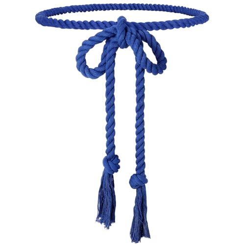 Braided Cotton Waist Rope Tie Belt Versatile Medieval Women Men Long Woven Tassels Belt for Dresses Pants