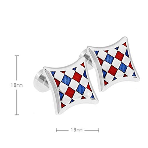 Mancuernillas KnBoB para hombre plateadas rombo miniatura 5