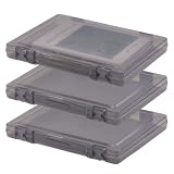 CONCHLERY Scatola portaoggetti per giochi da tavolo, 4 pezzi, con manico, in plastica, 26,5 x 35,5 x 4,1 cm, colore nero, impilabile, per puzzle e forniture artigianali