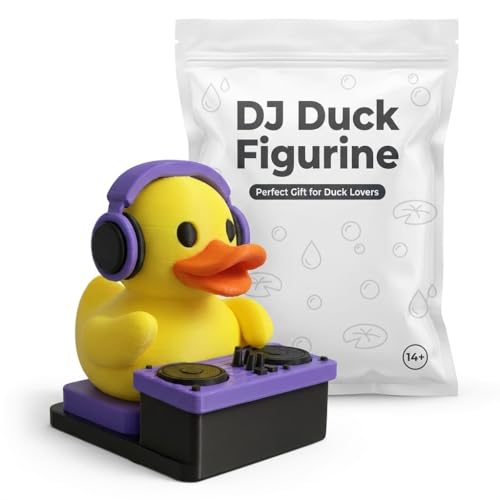 DJ Duck Collectible Figurine - Colorful Music-Themed Desk Decor for Vinyl Collectors and Gift Enthusiasts - 3D Printed in Canada