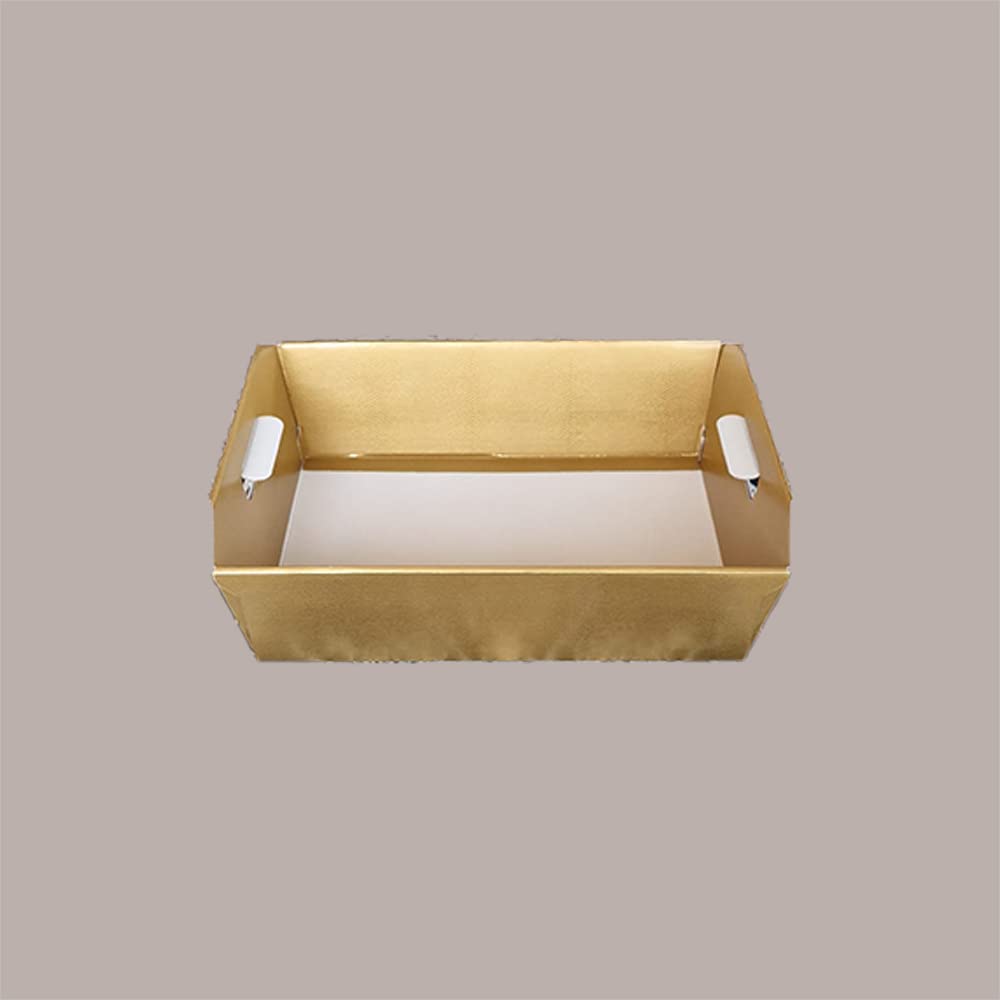 Lucgel Cesto Vassoio Rettangolare in Carta Skin Oro Grafica Effetto Pelle Formato Medio 350x260H70mm - 10 pezzi -