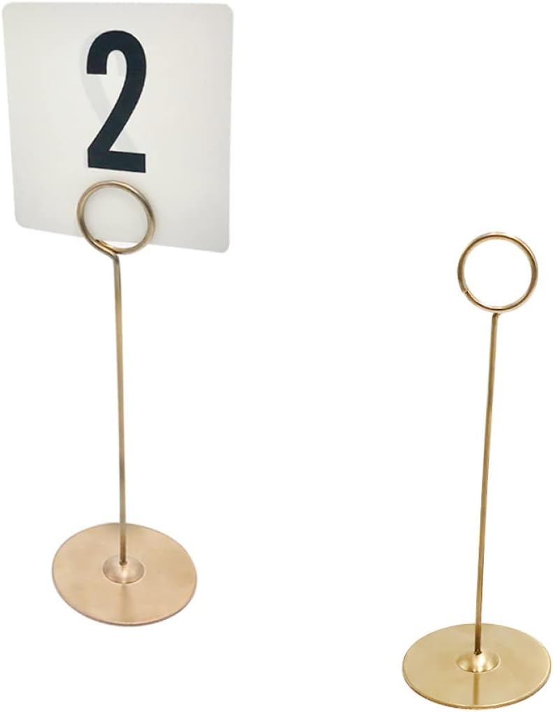 Housoutil 12PCS Golden Stainless Steel Table Number Holders Creative Photo Clips for Weddings Parties and Events and Stylish Table Number Racks Random Color