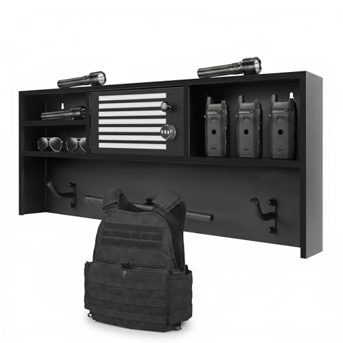Wall-Mounted Tactical Storage Rack with Combination Lock, Heavy Duty Metal