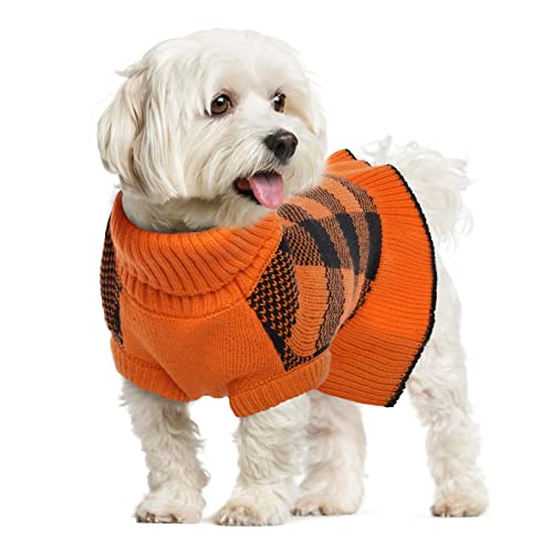 Lelepet Halloween Dog Sweater, Pullover Knitwear Plaid Sweater Dress