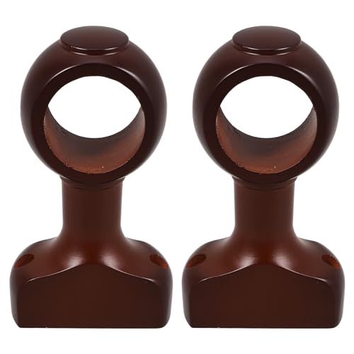 DECHOUS Soportes para Barra de Cortina Madera 2 Unidades Color Marrón Oscuro Base de Soporte Doble para Instalación en Pared o Techo, Aptos para Sala y Dormitorio