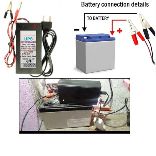 TechSupreme 12 Volt Battery Charger for Bike, Car, UPS Clip Worldwide Adaptor12 Volt 7 amp A1