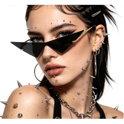 Image of willochra Triangle One Piece Frameless Sunglasses For Women Trendy Ocean Lens Sun Glasses Men Party Prom Sunglasses