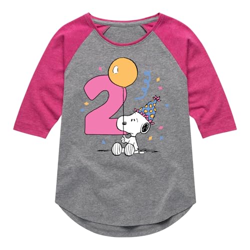 Peanuts - Snoopy and Friends Birthday - Toddler and Youth Girls Shirt Tail Raglan Graphic T-Shirt - Size 2T